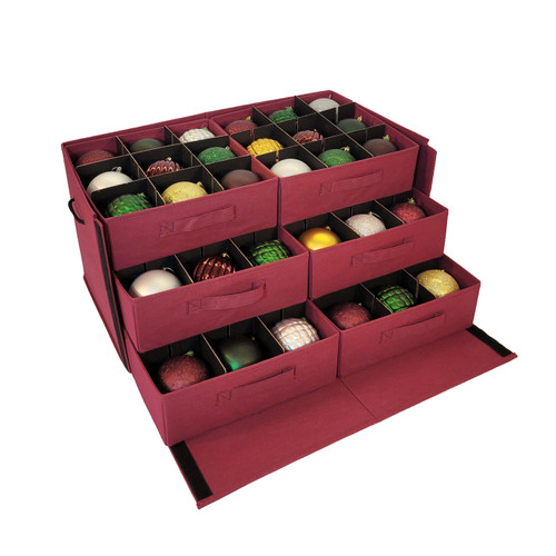 Christmas Ornament Storage Box with 3 Pull-Out Trays, Adjustable Acid-Free  Dividers, Holds 60 - 4 Inch Ornaments (21.25H x 17.25W x 13H,  SB-10497-VT) - 612 Vermont